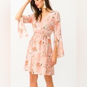 SUZY SHIER Cherry Blossom Pattern Crossover Dress